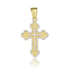 Collar con colgante de crucifijo en forma de cruz Vintage, joyería religiosa chapada en oro para Navidad Ortodoxa - Product Image 3