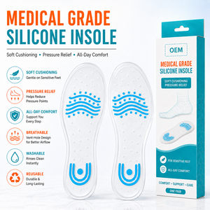 Semelle orthopédique confortable en gel de silicone pleine longueur à <span class=keywords><strong>prix</strong></span> d'usine avec soutien de la voûte plantaire et amorti massant pour le soulagement de la fasciite plantaire - Product Image 1