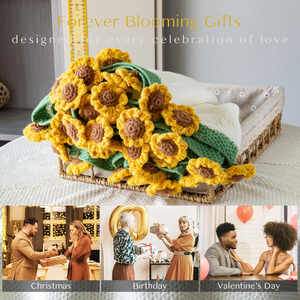 Handmade <b>Crochet</b> Sunflower <b>Blanket</b> Elegant <b>Crochet</b> Sunflowers Rose Bouquet <b>Blanket</b> Finished - Product Image 4