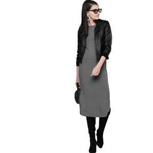 In Black Solid Color Customization Make Premium Quality Product Women Outer Wear Leather Jackets - Product Image 2