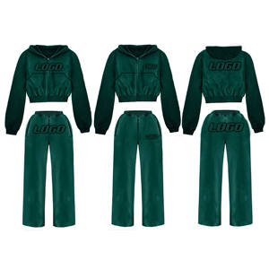 Ensemble survêtement jogging 2 pièces avec logo personnalisé, imprimé brodé, lavé, longueur intégrale, style sport streetwear, fermeture éclair - Product Image 5