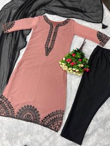 New Designer Heavy Chine Work <b>Top</b> with Dupatta <b>Indian</b> & Pakistani Clothing - Product Image 3