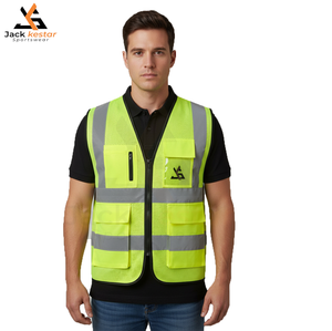 Chalecos de Seguridad Reflectantes de Alta Visibilidad con Diseño Impermeable ANSI Clase 1, Cierre Frontal con Cremallera y Cuello en V Ajustable - Product Image 3