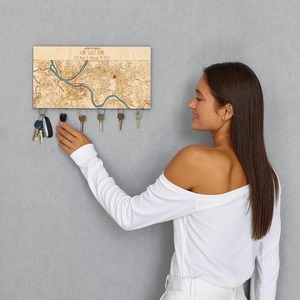 ที่แขวนกุญแจติดผนังไม้เนื้อแข็งทำมือจากอินเดีย พร้อมตะขอและของตกแต่งบ้าน มีจำหน่ายสำหรับส่งออก - Product Image 2