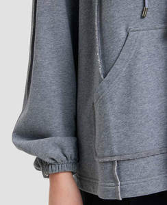 Vente en gros Pull brodé graphique personnalisé Sublimation impression bouffante Boxy Streetwear décontracté solide tricoté Hoodies pour femme - Product Image 4