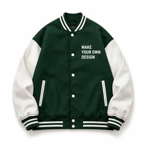 Custom Design Varsity <b>Jacket</b> <b>Men's</b> Navy Blue Cream Sleeve Casual Button Front <b>Letter</b> Print Autumn Wear - Product Image 6