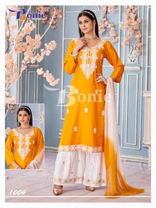 ชุดคุर्ติแบบอนาร์กาลีผ้าเรยอนลายนูนสไตล์อิสลามปากีสถาน พร้อมกางเกงปาลาซโซ สำหรับผู้หญิง งานแต่งงาน งานปาร์ตี้ - Product Image 2