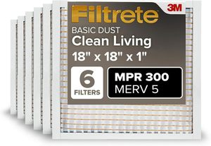 แผ่นกรองอากาศ Filtrete ขนาด 18x18x1 นิ้ว MERV 5, ชุด 6 ชิ้น สำหรับเครื่องปรับอากาศและเครื่องทำความร้อนในบ้าน, MPR 300 - Product Image 2