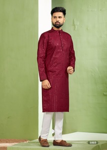 Soie lourde de Banglori pour hommes multicolore prête à l'emploi avec broderie et Kurta pour tous les types de fonctions - Product Image 3