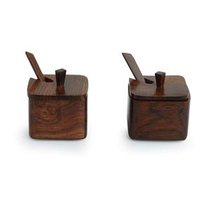 Wooden Serving Squares Jars with Tray for <b>Food</b> Species <b>Dry</b> Fruits <b>Storage</b> <b>Container</b> Jar Home Hotel Restaurant Kitchen Decoration - Product Image 3