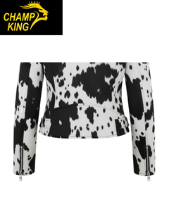 Veste en fausse fourrure de style vintage de haute qualité à imprimé vache avec boutons et fermeture éclair, fabriquée par la marque Champ King - Product Image 5