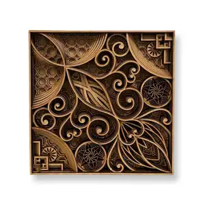 Art mural en bois 3D géométrique Fengshui Poisson Art déco Motif Mandala Décoration murale pour anniversaire Technique artisanale - Product Image 1