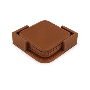 Ensemble de sous-verres en cuir avec support carré, sous-verres en pierre naturelle pour Bar et maison au meilleur prix - Product Image 1
