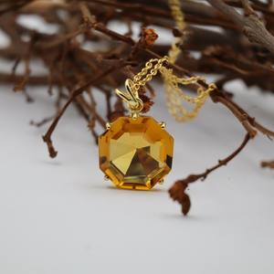 Elegant Lab <b>Citrine</b> Gemstone <b>Pendant</b> in Brass with Dual Gold and Silver Plating for Wholesale Buyers - Product Image 5