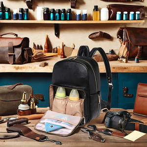 Sacs à langer sac à dos maman sac de voyage bébé sac à dos à langer en cuir sac à langer sac à dos étanche momie - Product Image 6