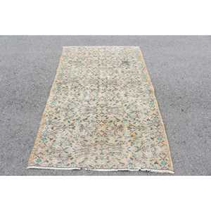 3.8x6.4 ft Turkish Traditional Vintage Patchwork Rug Eco Friendly <b>Brown</b> <b>Wool</b> Area Rug with Latex Backing - Product Image 1