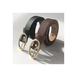 Ceinture pour femme à boucle ovale 2 pièces, ceinture pour pantalon, ceinture pour veste, ceinture pour robe, ceinture pour chemise - Noir-brun - Product Image 5