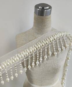 Beaded Fringe <b>Tassel</b> <b>Trim</b> Pearl Beading Fringe Lace <b>Trim</b> for Millinery DIY Crafts Costumes Decoration Wedding Dress - Product Image 2