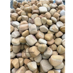 Cascalho decorativo de pedra natural redondo para jardim, seixos de arenito para paisagismo