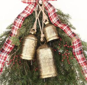 Antique inspired metal iron cow bells for hanging on gates <b>barns</b> or <b>doors</b> with loud sound for traditional charm - Product Image 3