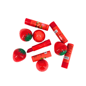 Baume à lèvres à la fraise Mocoallure en gros - Lot de 12 ensembles (24 pièces au total) - Kit double soin des lèvres (stick + baume rond) - Product Image 1