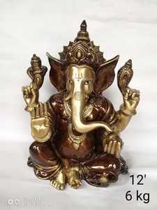 Statues en laiton sculptées à la main sur mesure avec le thème de ganesh, adaptées à la revente par les magasins de décoration intérieure en finition oxydée - Product Image 3