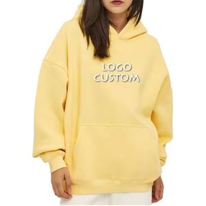 Mode décontracté surdimensionné couleur unie femmes sweats à capuche personnalisés 350g Plus polaire épaissi lâche femmes sweats à capuche - Product Image 6