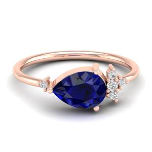 แหวนเพชรโมอิสซาไนต์ทองคำแท้ 14K ดีไซน์พิเศษจาก REYES ปรับแต่งได้ พร้อมพลอยไพลินสีน้ำเงิน เครื่องประดับชั้นดีสำหรับผู้หญิง - Product Image 5