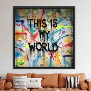 Exclusive Graffiti Wall Art: 'This is My World' Printed <b>Canvas</b>,BLACK <b>FRAMED</b> <b>CANVAS</b> - Product Image 1