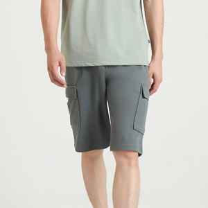 Pantalones cortos Cargo informales para hombre, ropa de calle gris sólido con varios bolsillos, pantalones cortos suaves transpirables, perfectos para gimnasio, viajes al aire libre y ocio - Product Image 1