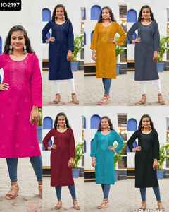 Ropa de estilo indio para mujeres, falda de trabajo con bordado pesado, hendidura lateral lista para Kurti, talla grande disponible, diferentes colores - Product Image 6