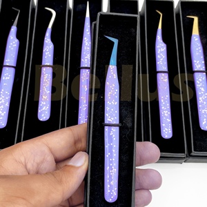 Pinzas Ergonómicas con Punta de Fibra para Pestañas, Curvadas y Puntiagudas, Herramientas para Extensión de Pestañas para Profesionales, Venta al Por Mayor - Product Image 5
