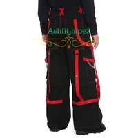 Pantalon unisexe homme grande taille style Gothique Punk Rock, taille mi-haute, à rayures latérales, style urbain, respirant, écologique, 100% coton, coupe ample, avec chaîne