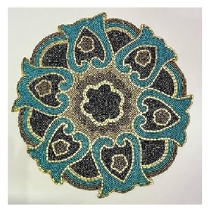 High Standard Round Shape <b>Glass</b> Beaded Non-Slip Decorative Place-<b>mats</b> for Dining <b>Table</b> Matt New Fancy Design Embroidery - Product Image 2