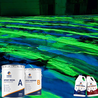 Kit de revêtement de sol en résine époxy métallique multicolore de luxe, effet 3D, pour sols intérieurs