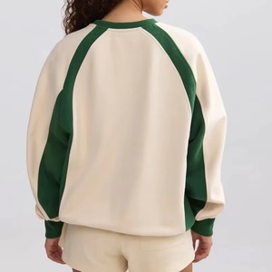 Vente en gros personnalisé 100% coton Fitness Sportswear Sweatshirts Color Block Loose Fit manches longues col rond sweats à capuche pour femmes - Product Image 3