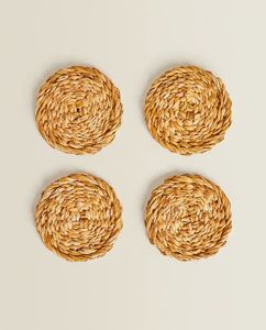 Handmade Woven Rattan Tea Coaster Sets Designer Wicker Coaster for Drinking Mug Glass Tea Cup Coaster Mats and Pads Placemats - Product Image 4