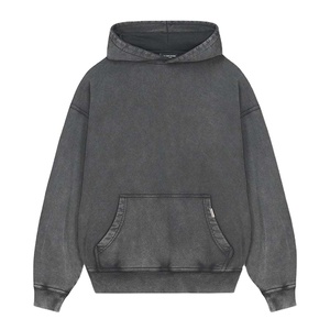 Custom <b>Drop</b> Shoulder Hoodie Men Heavyweight 100% Cotton <b>Acid</b> Washed Vintage Style Solid High Quality Men's Hoodies & Sweatshirts - Product Image 1