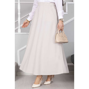 Jupe hijab en mousseline rose poudré Mevlana, confortable avec taille naturelle - Product Image 2