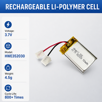 Baterai Lipo Howell 3.7V 150mAh 300mAh 600mAh 352030 dengan sertifikasi UL BIS IEC62133 untuk Headset Bluetooth dan Smart Watch