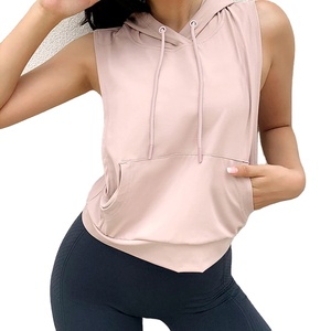 Sweat à capuche zippé sans manches pour femmes personnalisé XS tricoté délavé hiver décontracté coupe ample sweats à cordon vestes légères - Product Image 2