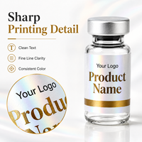 Label Botol Hologram Emas Kustom, Stiker Tahan Air Logo Kustom untuk Botol Serum Kaca
