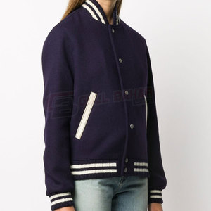 Veste universitaire à manches longues pour femmes avec bordure côtelée et veste universitaire pour femmes à la mode de coupe classique - Product Image 3