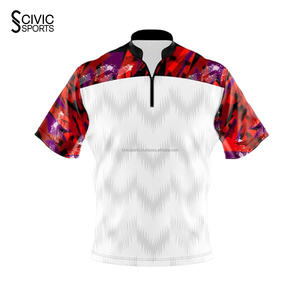 Custom Quarter Zipper <b>Bowling</b> Jersey Polyester Printed Logo Sublimation Breathable <b>Bowling</b> <b>Shirt</b> - Product Image 3