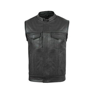 Haute qualité hommes couleur personnalisée multi-poches col en v hiver chaud respirant formel vêtements d'extérieur printemps cuir gilet - Product Image 1
