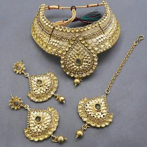 Bajrang Stone Copper <b>Fine</b> <b>Jewelry</b> <b>Set</b> Includes Maang Tikka-FBA0010A Necklace - Product Image 1