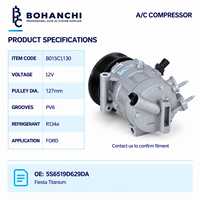 Kompresor AC Mobil 12V Pasokan Langsung 6VS14 untuk Ford Fiesta JX6119D629HB JX6119D629HA