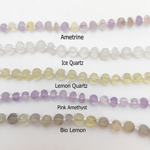 Pierre précieuse sculptée citrouille brins perlés citron Quartz pierre lâche perle de melon 8 pouces de long brin - Product Image 2