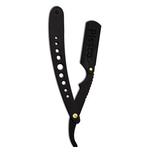 <b>Top</b> Quality Barber Razors Black Color Coated Straight Edge German Stainless Steel Shaving Razor With Leather Pouch - Product Image 2