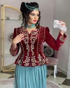 2025มาใหม่โมร็อกโก Caftan ปักด้วยมือผ้าไหมกำมะหยี่ระบายอากาศได้ชุดแต่งงานแบบสบายๆสำหรับชาวมุสลิม - Product Image 2